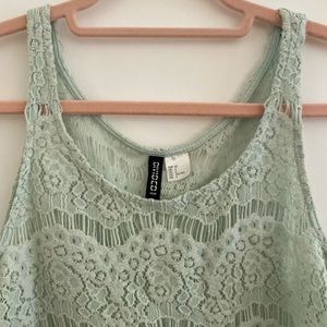Lace crop top mint green